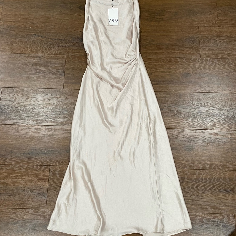 Zara Cream Satin Dress